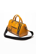 Women's racing yellow leather handbag - Image n°5