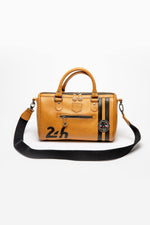 Women's racing yellow leather handbag - Image n°2