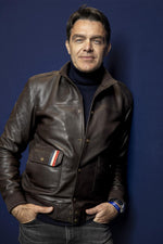 Limited edition brown leather jacket by Galiffi - Image n°1