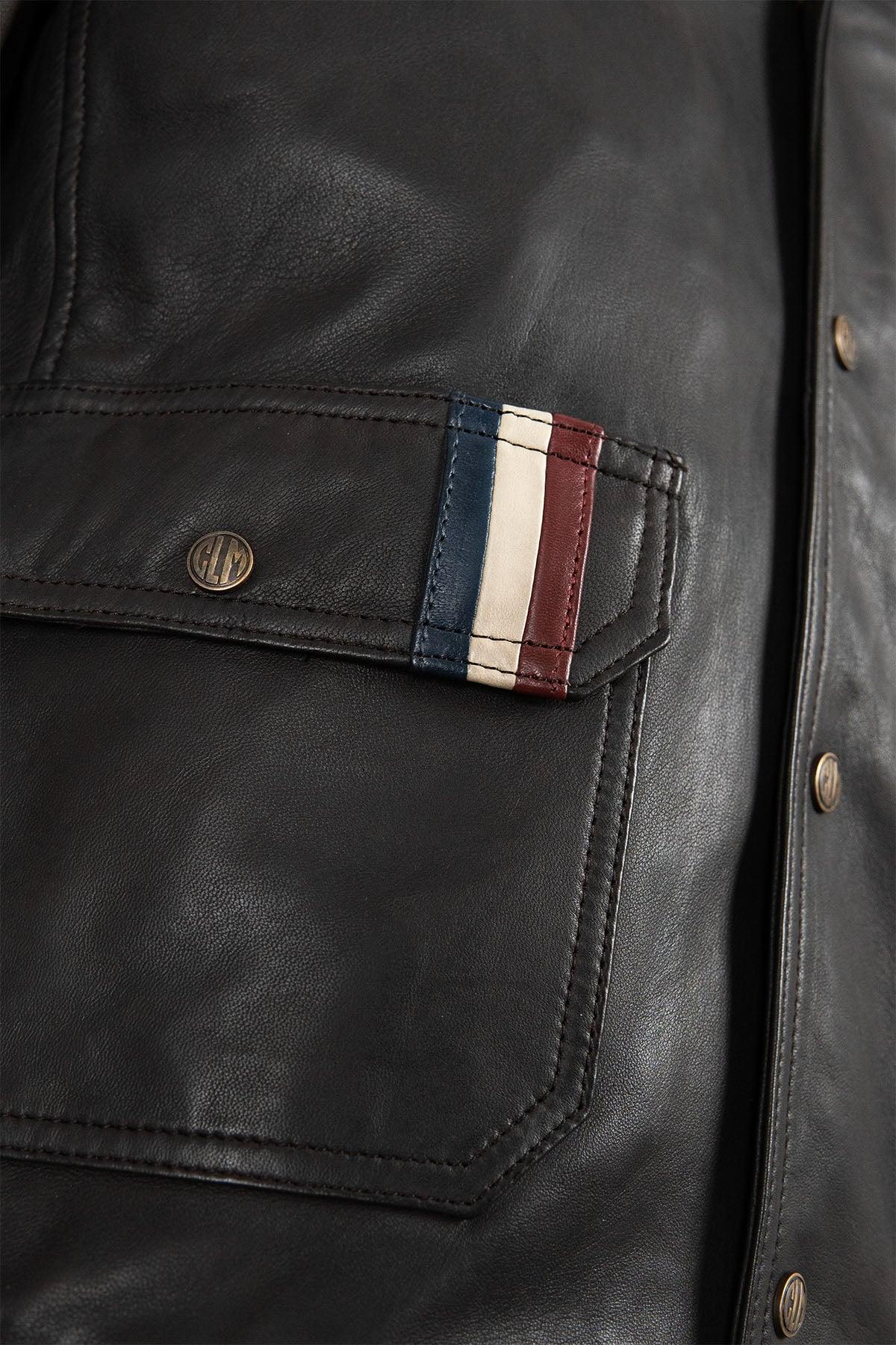 Timeless maroon sheepskin jacket, soft and lightweight for riders. - Image n°5