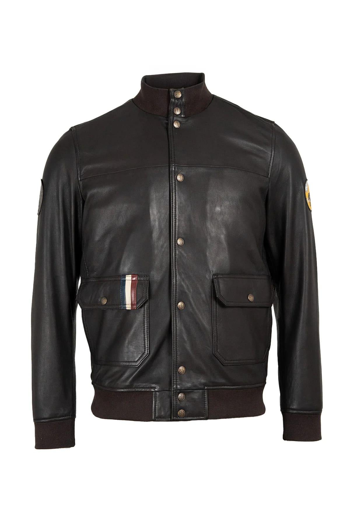 Limited edition brown leather jacket by Galiffi - Image n°13
