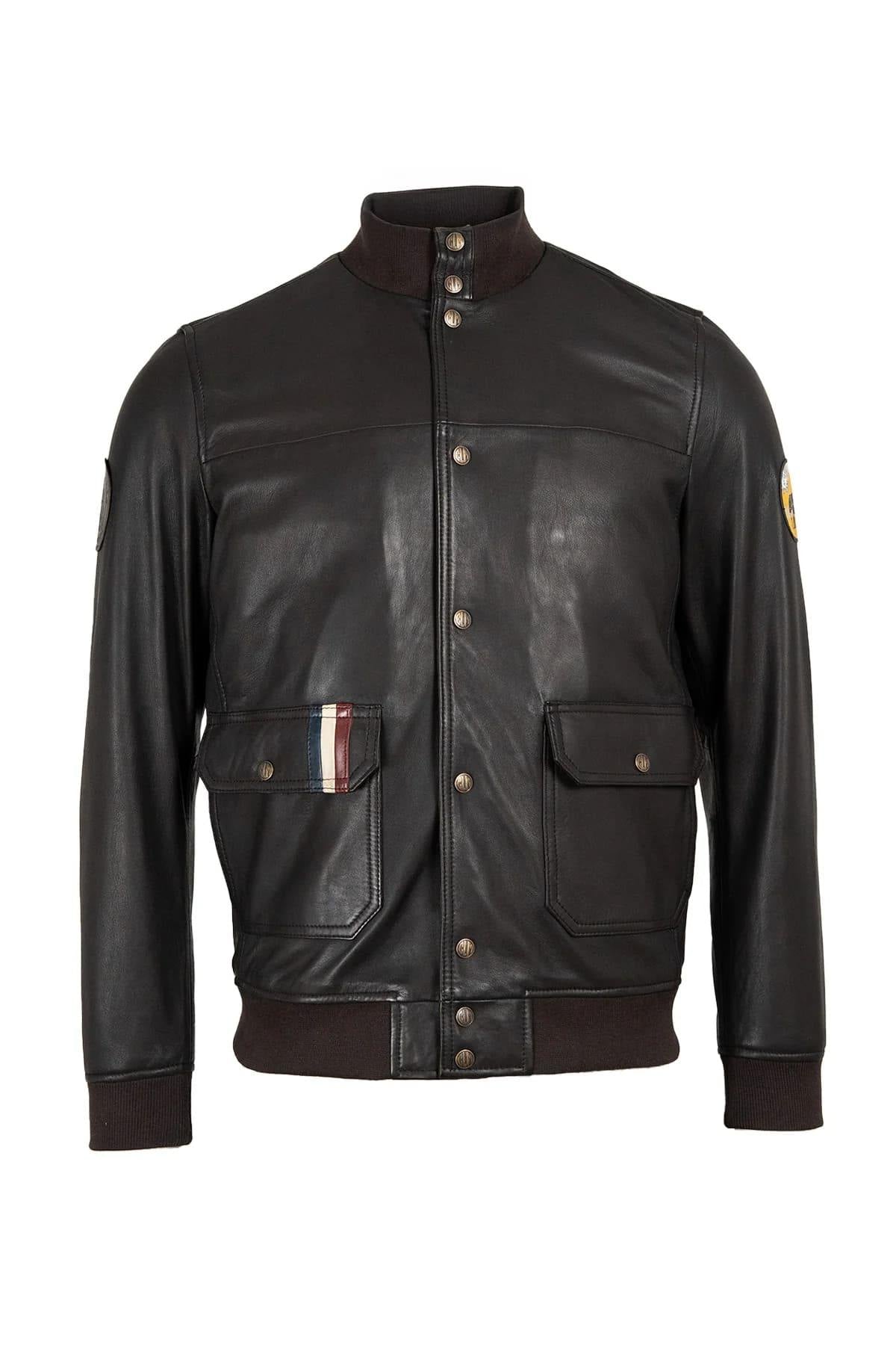 Limited edition brown leather jacket by Galiffi - Image n°13