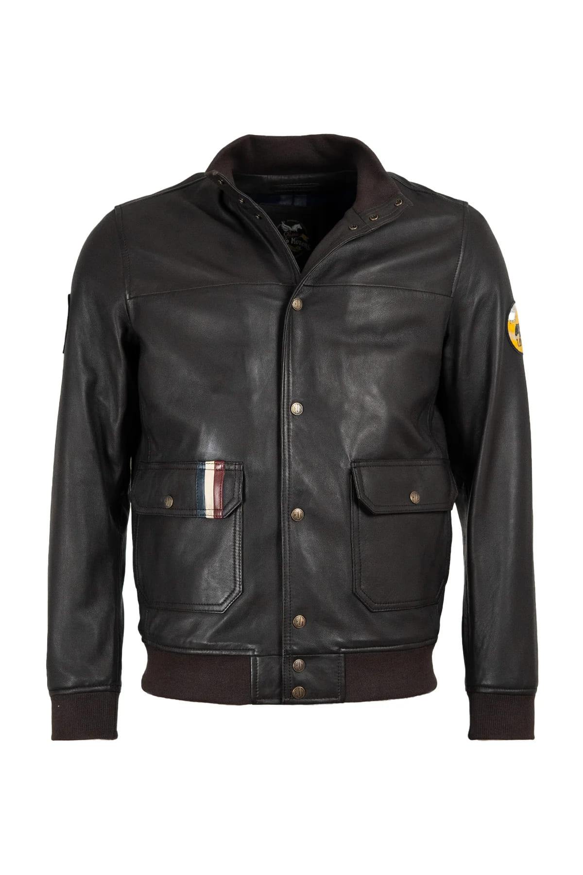 Limited edition brown leather jacket by Galiffi - Image n°7