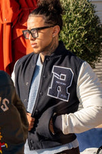 Navy and white varsity jacket - Image n°1