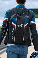 Alpine navy blue leather backpack - Image n°1