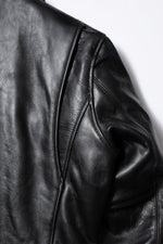 Black vegetable-tanned cowhide leather biker jacket - Image n°17