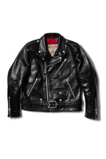 Black cowhide leather biker jacket - Image n°5