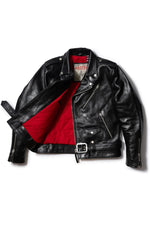 Black cowhide leather biker jacket - Image n°16