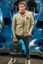 Ecru sheepskin jacket: lightweight, soft, and motorsport-inspired. - Image n°1