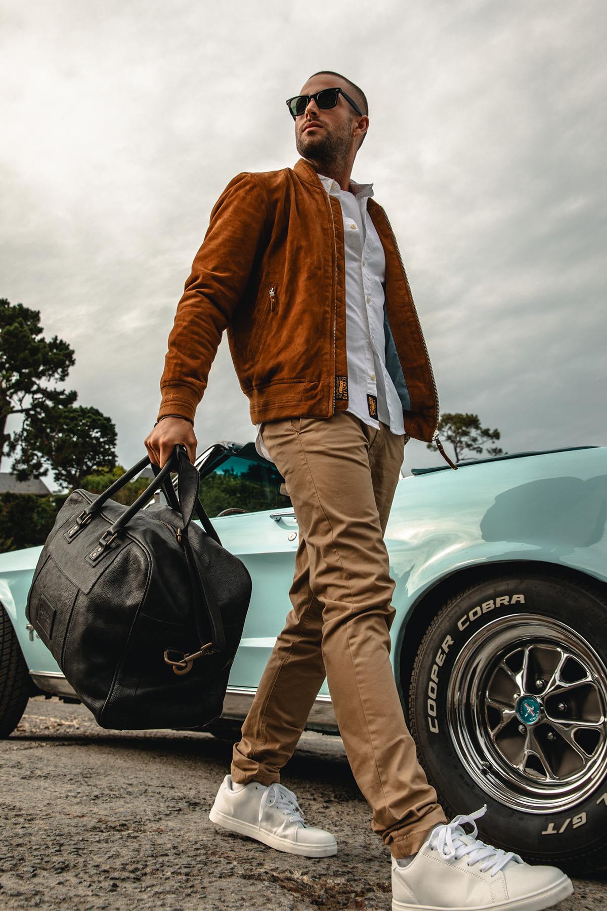 Teddy-style jacket in cognac suede leather - Image n°5