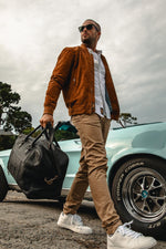 Teddy-style jacket in cognac suede leather - Image n°5