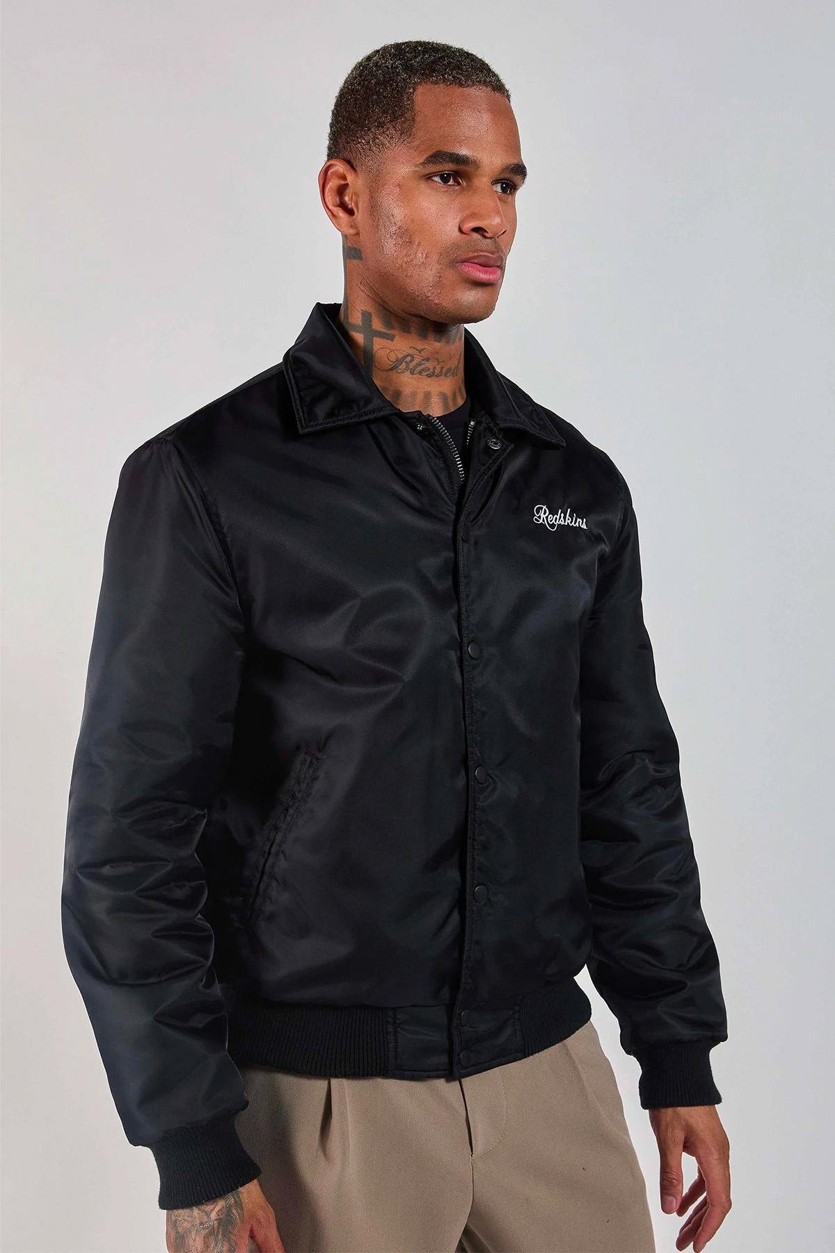 Black teddy jacket with Japanese-inspired shirt collar - Image n°6