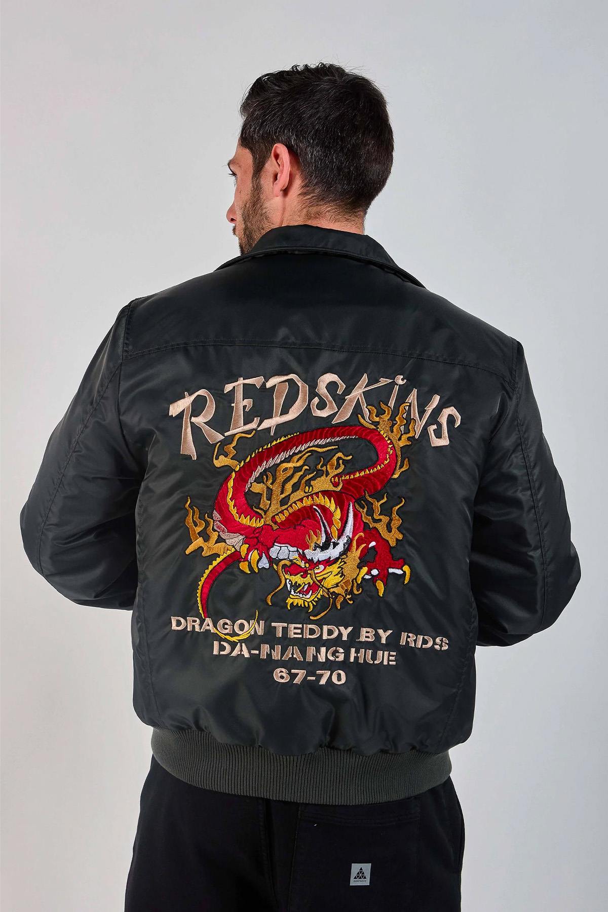 Khaki teddy jacket with Japanese-inspired shirt collar - Image n°1