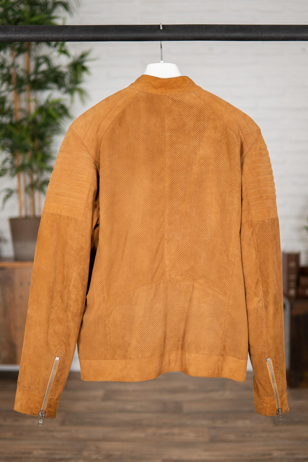 Men's perforated suede leather jacket - Image n°2