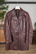 Women's burgundy buffalo leather blazer - Image n°1