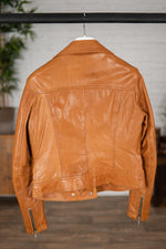 Women's Biker Jacket in cognac lambskin - Image n°3