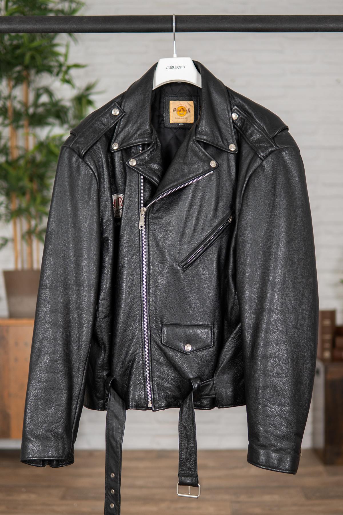 Black Biker Jacket for men in cowhide - Image n°1