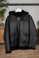 Black shearling jacket for Men - Image n°1
