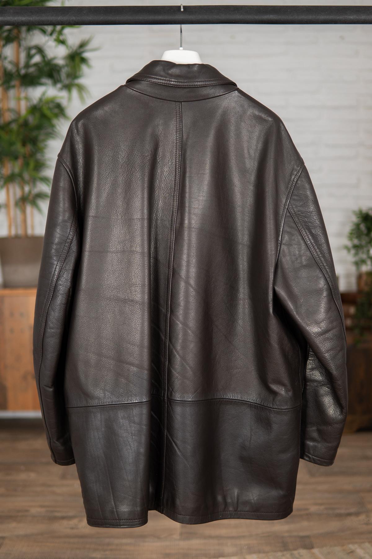 Dark brown buffalo leather coat - Image n°2