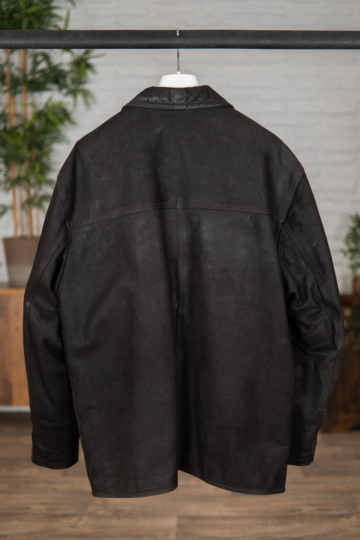 Mid-length dark brown nubuck look coat - Image n°2