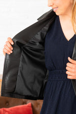 Rock & chic black pearl leather biker jacket - Image n°7