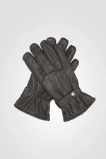 Brown buffalo leather snap gloves - Image n°1