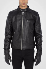 Black buffalo leather snap gloves - Image n°3