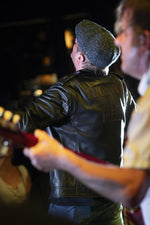 Leather biker jacket in tribute to the group AC/DC - Image n°8