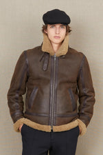 Brown bomber jacket inspired by the famous B-3 jacket - Image n°1