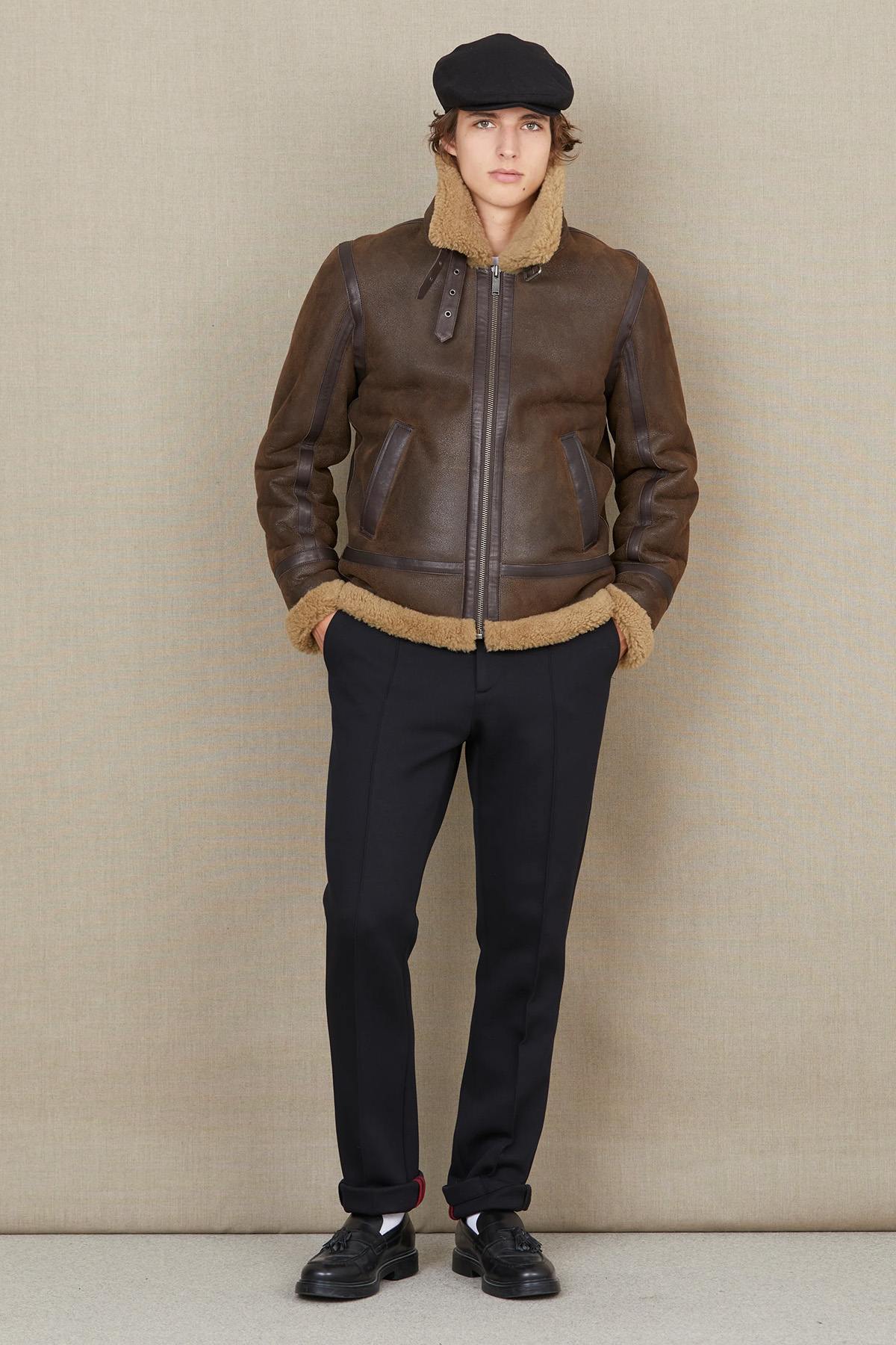 Brown bomber jacket inspired by the famous B-3 jacket - Image n°5