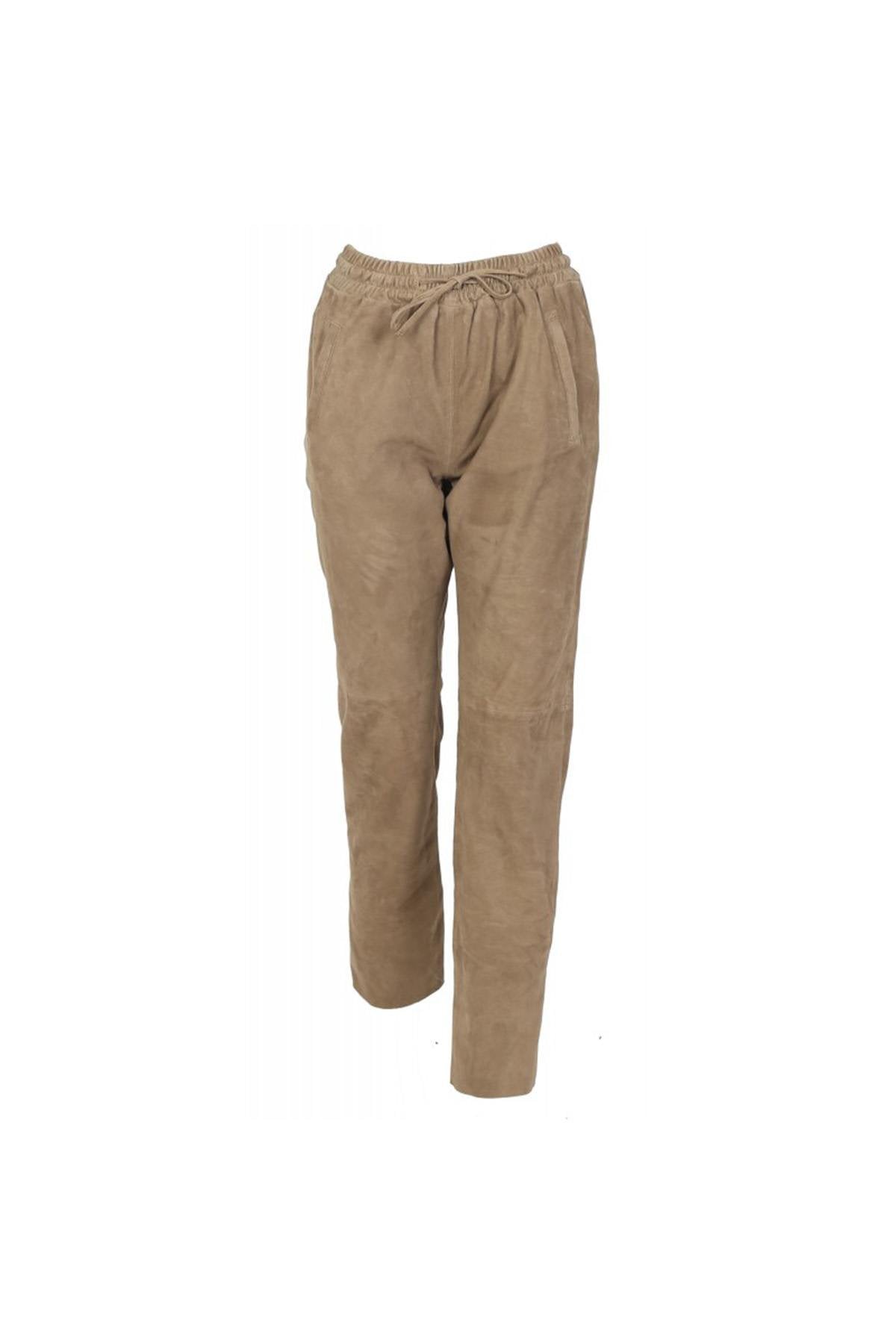 Light brown suede leather joggers - Image n°3