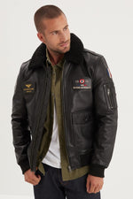 Black leather jacket of the French Navy - Image n°1