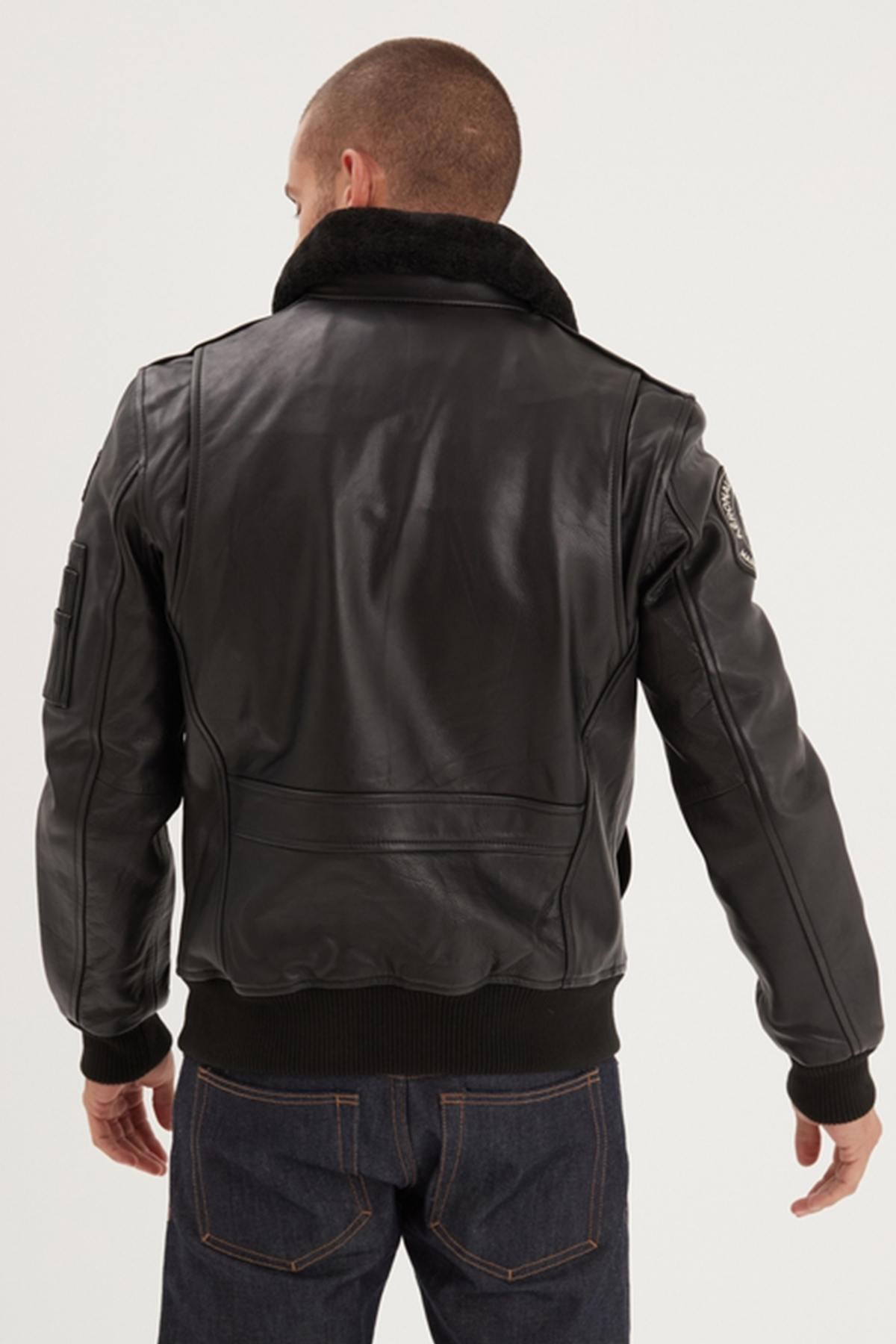 Black leather jacket of the French Navy - Image n°3