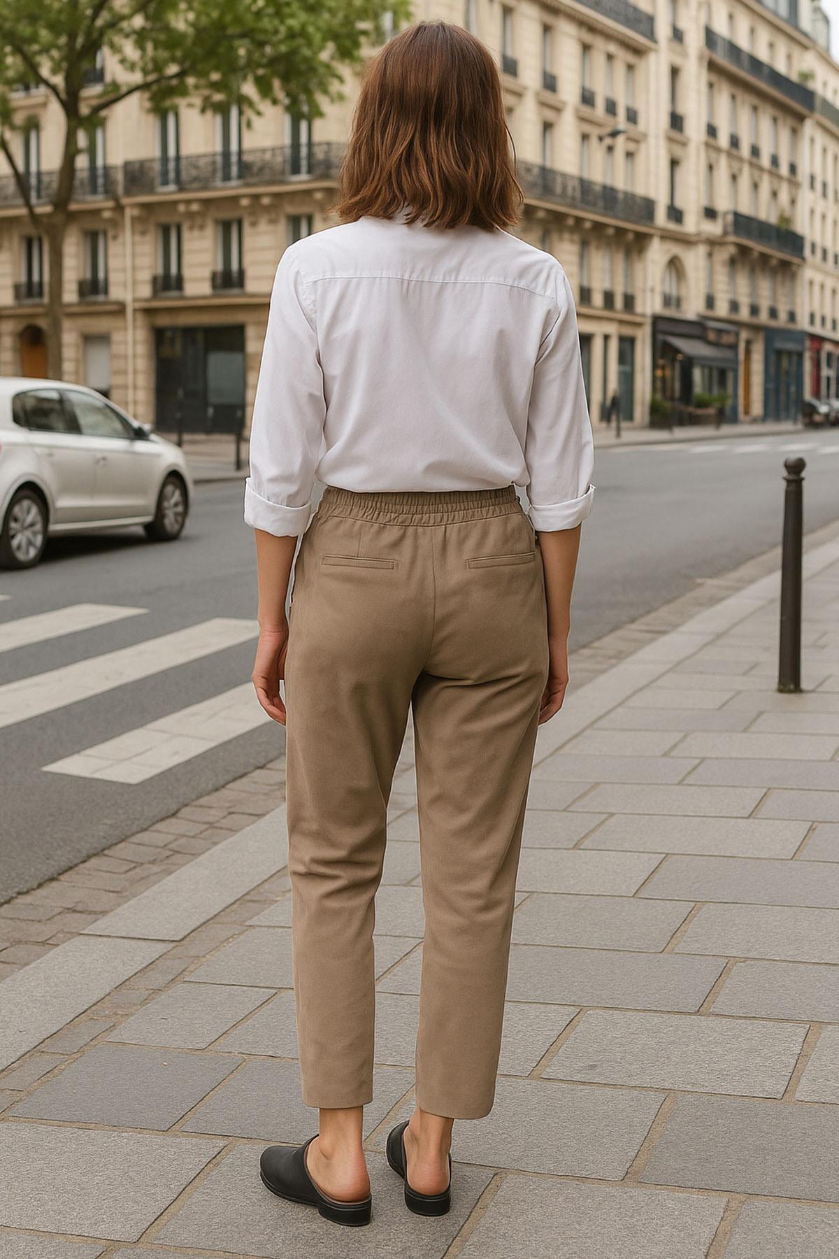 Light brown suede leather joggers - Image n°2