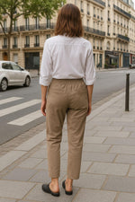Light brown suede leather joggers - Image n°2