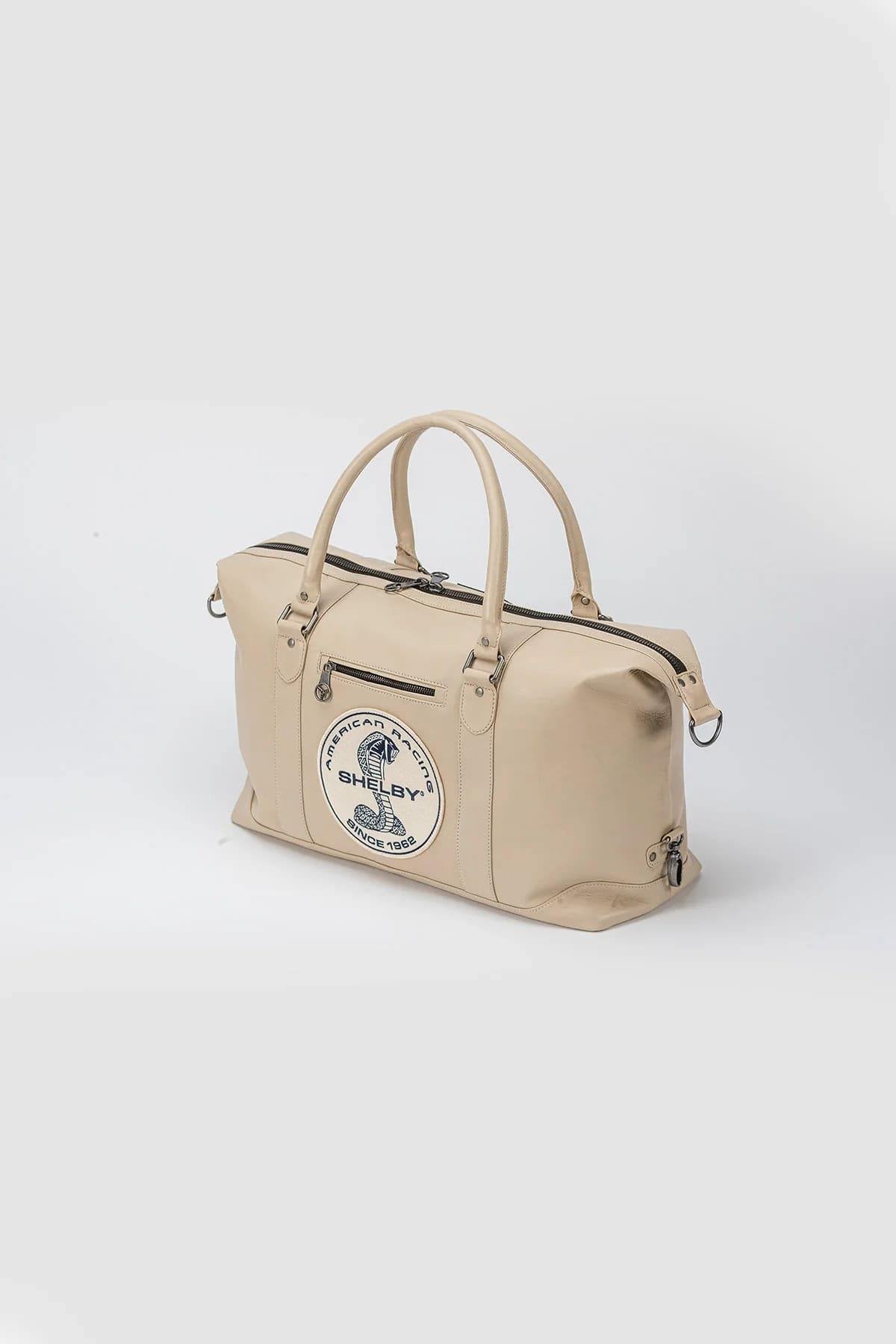 Ecru leather travel bag with Shelby logo - Image n°3