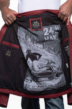 Racing red biker collar leather jacket - Image n°4