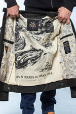 Black leather jacket with racing stripe - Image n°7