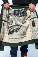 Green sheepskin jacket: Le Mans heritage meets timeless biker style. - Image n°7