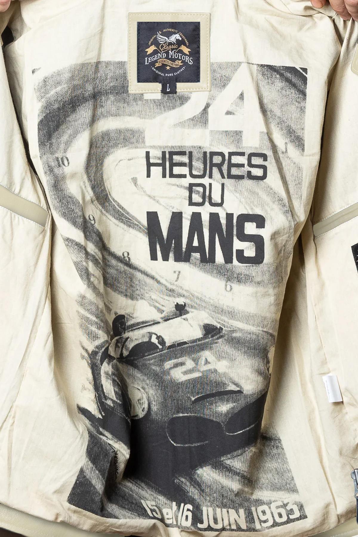 Soft sheep leather jacket in ecru, racing stripes for a sporty edge. - Image n°7