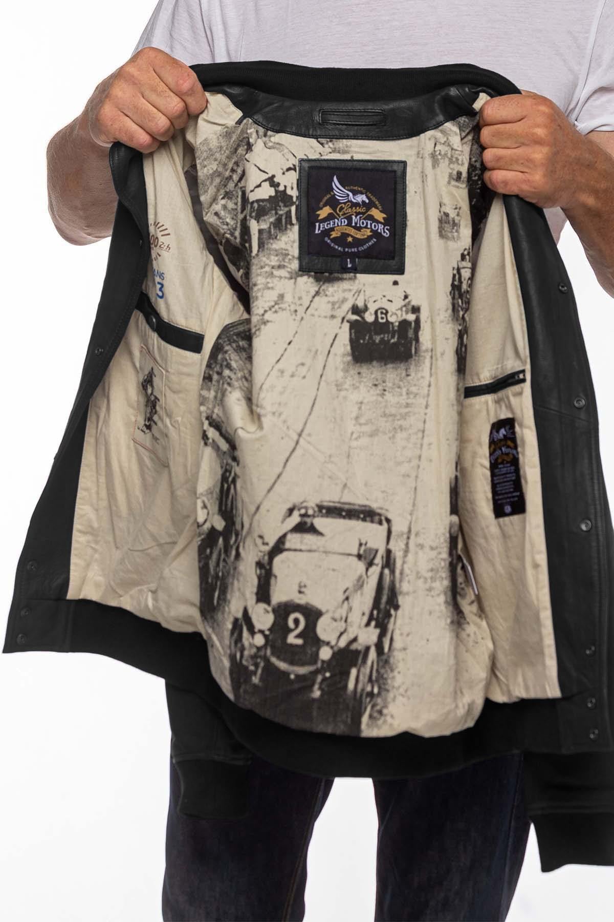 Black lambskin jacket with 24h Le Mans patches and a regular fit. - Image n°3