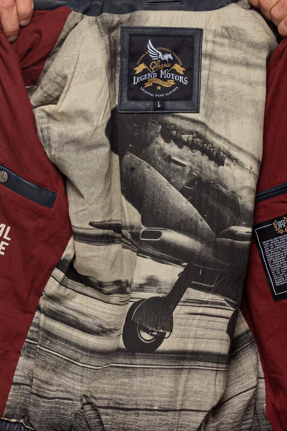 Navy blue leather jacket with shirt collar - Image n°5