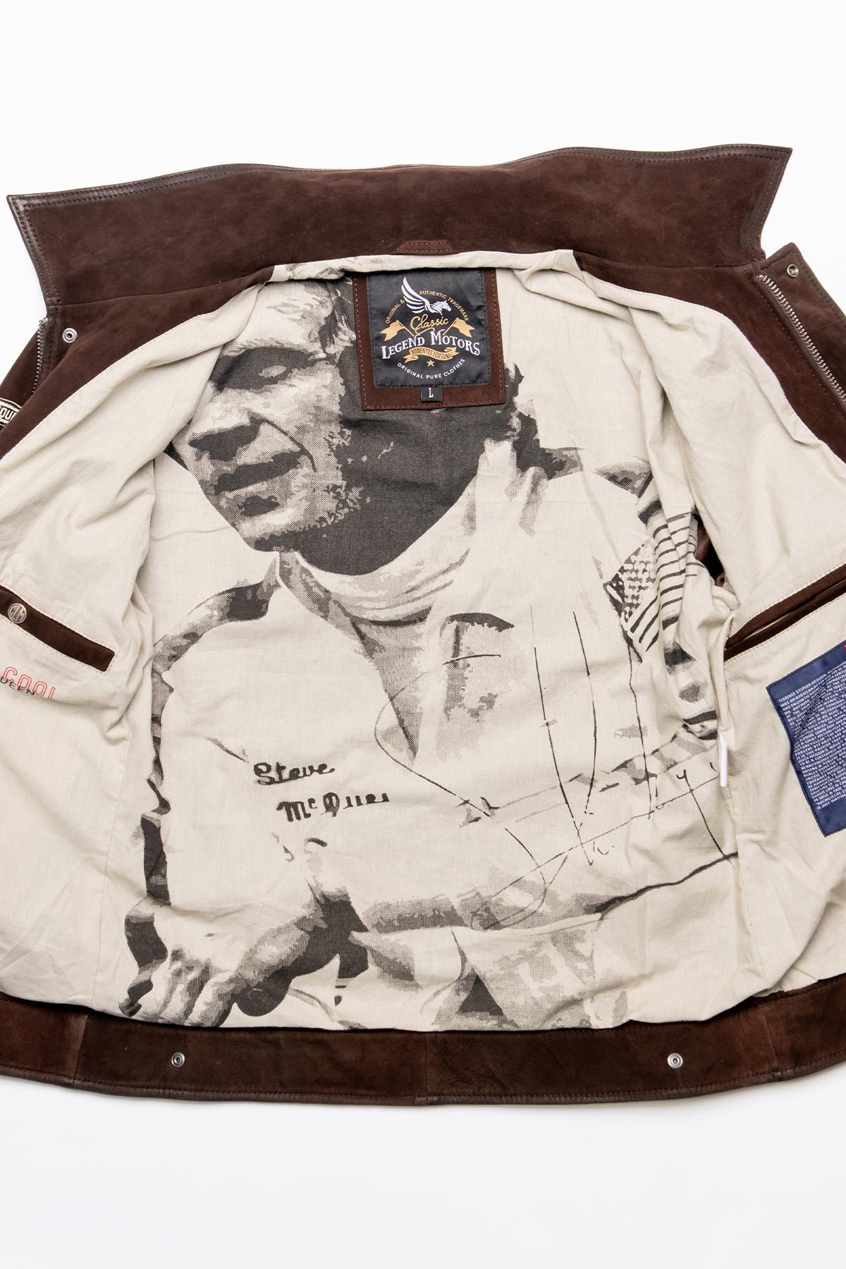 Soft maroon nubuck jacket, inspired by Steve McQueen's racing legacy. - Image n°3