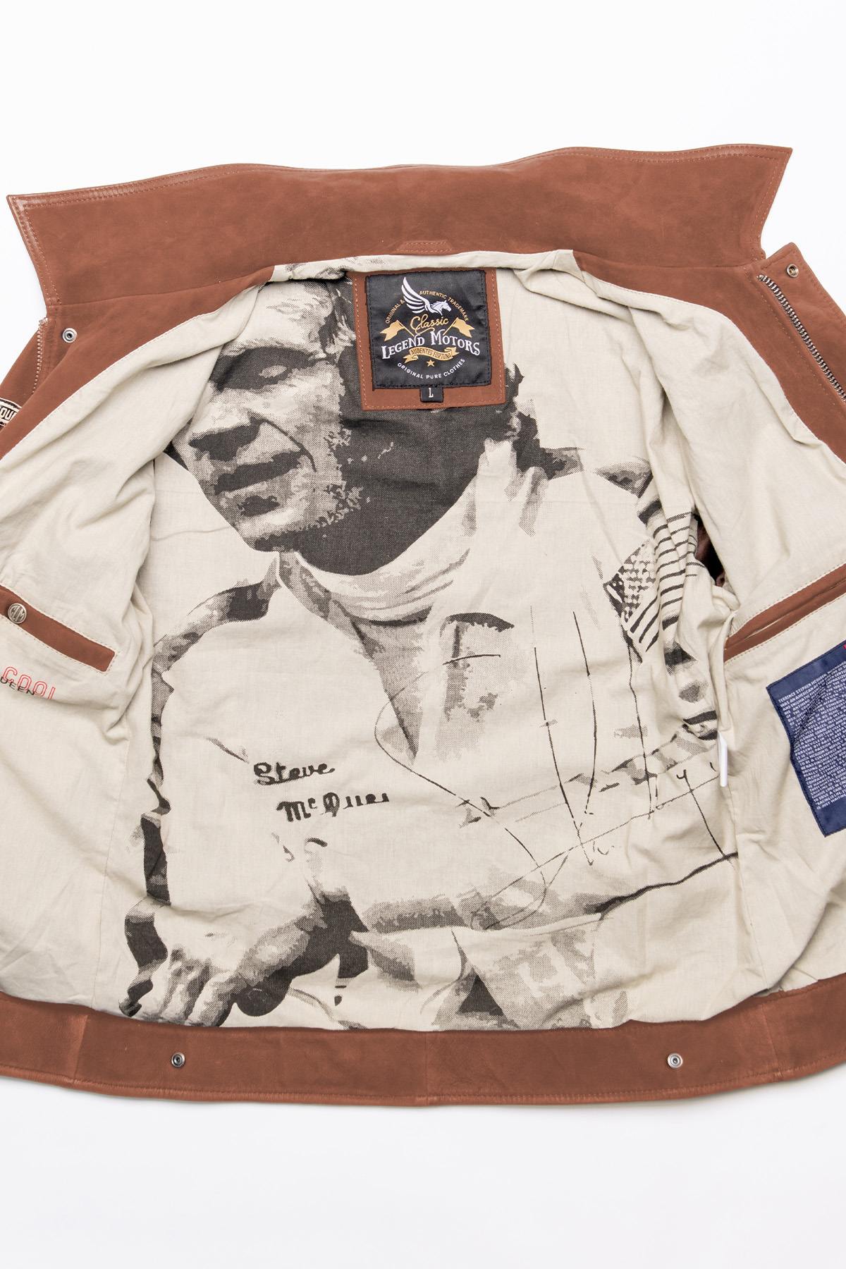 Racer-style jacket with shirt collar in nubuck leather - Image n°4