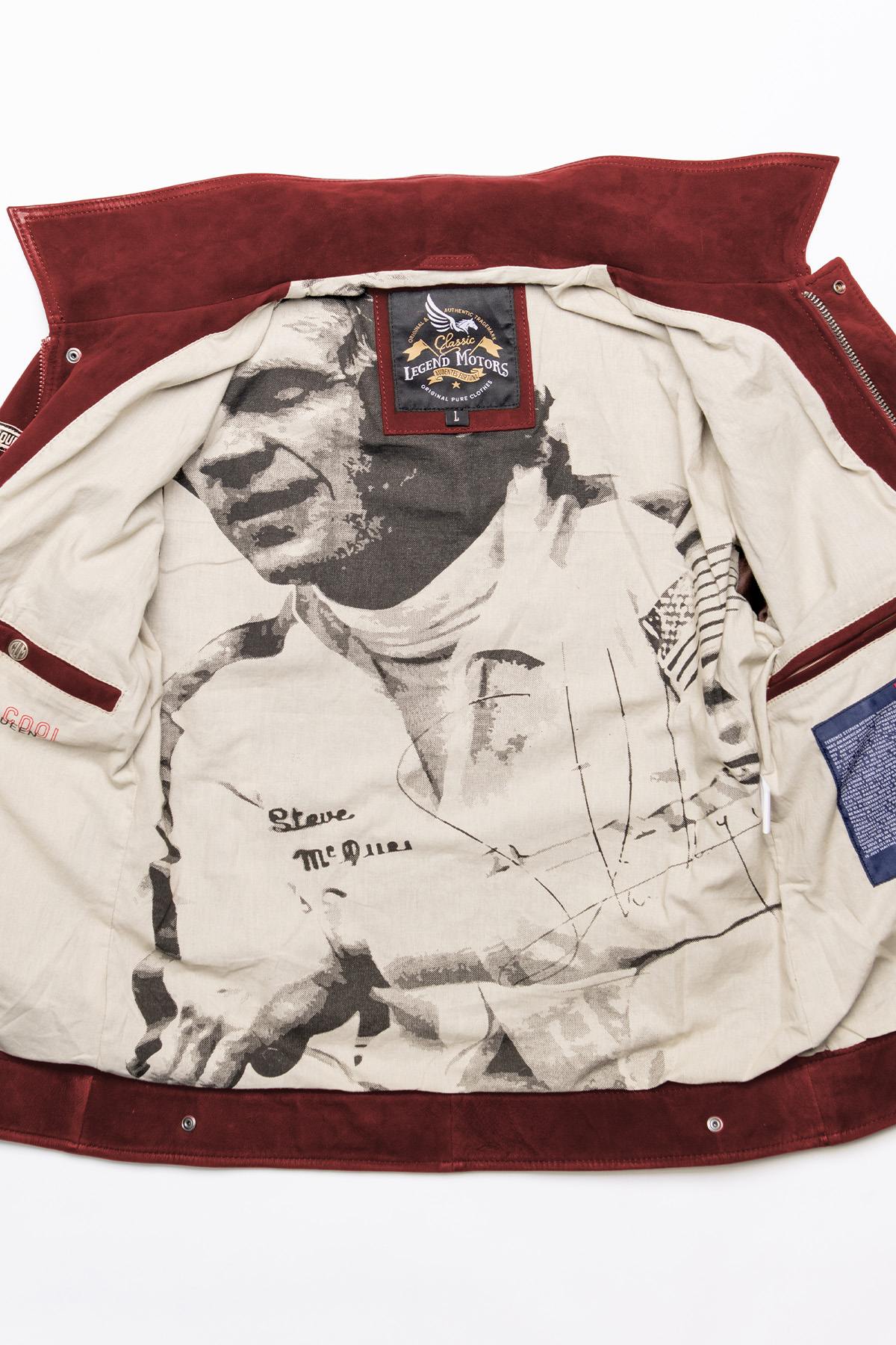 Dark red nubuck sheep leather jacket-Steve McQueen's racing legacy. - Image n°4