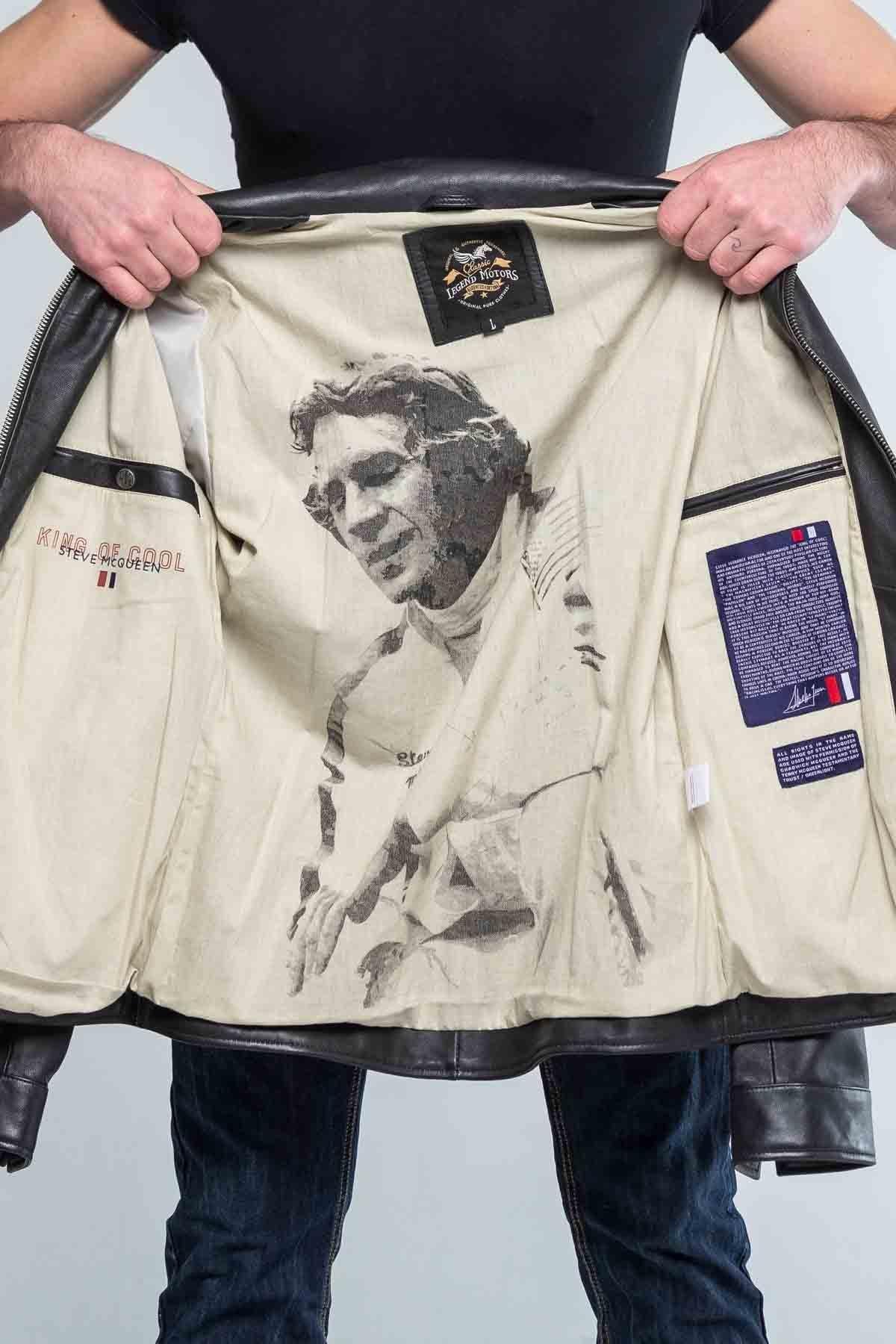 Steve McQueen black biker collar leather jacket - Image n°4