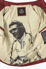 Dark red racing style leather jacket for Men - Image n°8