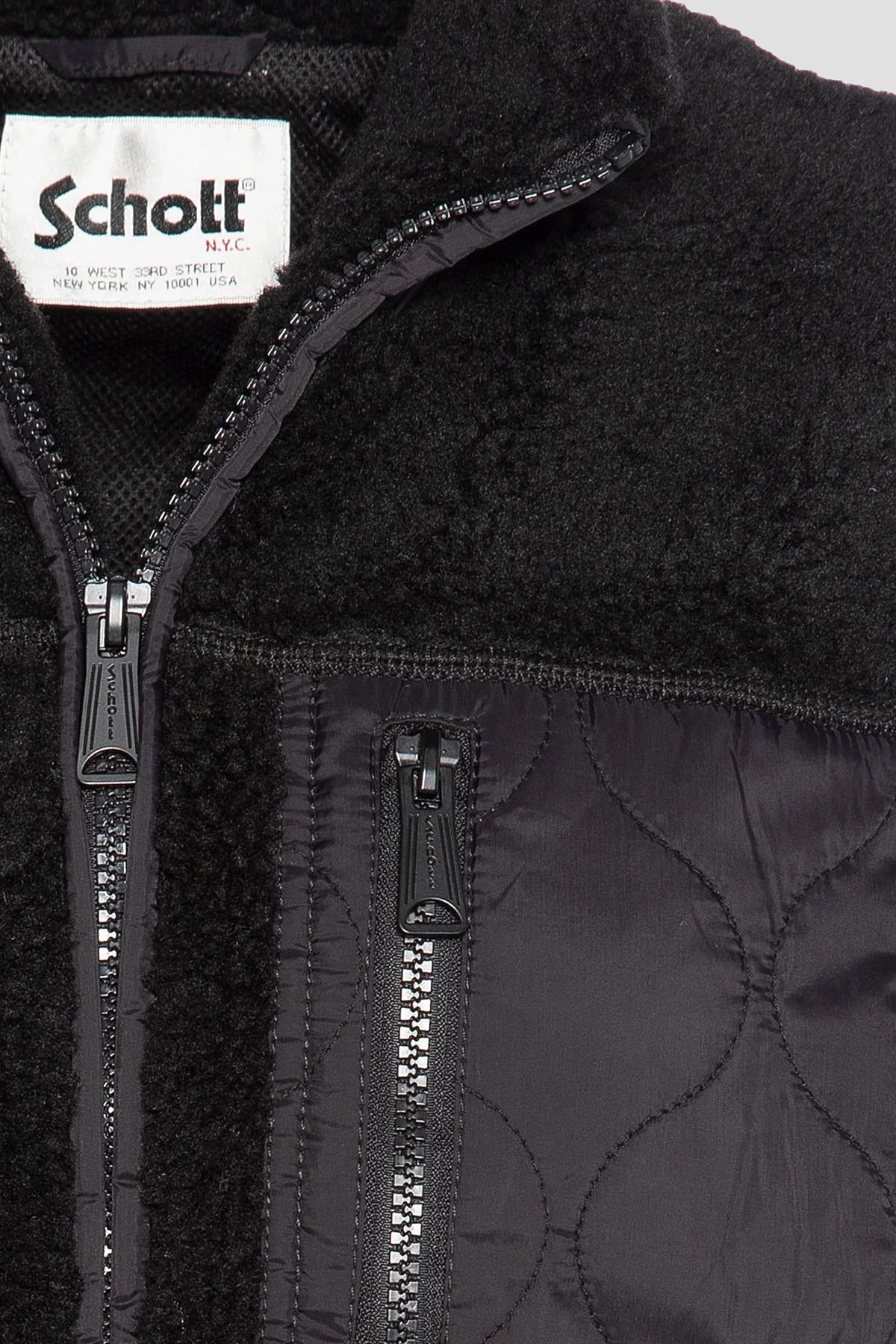 Schott NYC's black gilet with vegan sherpa. Lightweight and versatile. - Image n°3