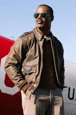 Type A-2 bomber jacket in worn-effect leather - Image n°2