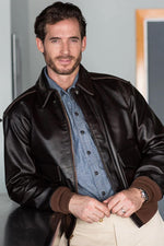 A-2 leather bomber jacket made in USA - Image n°1